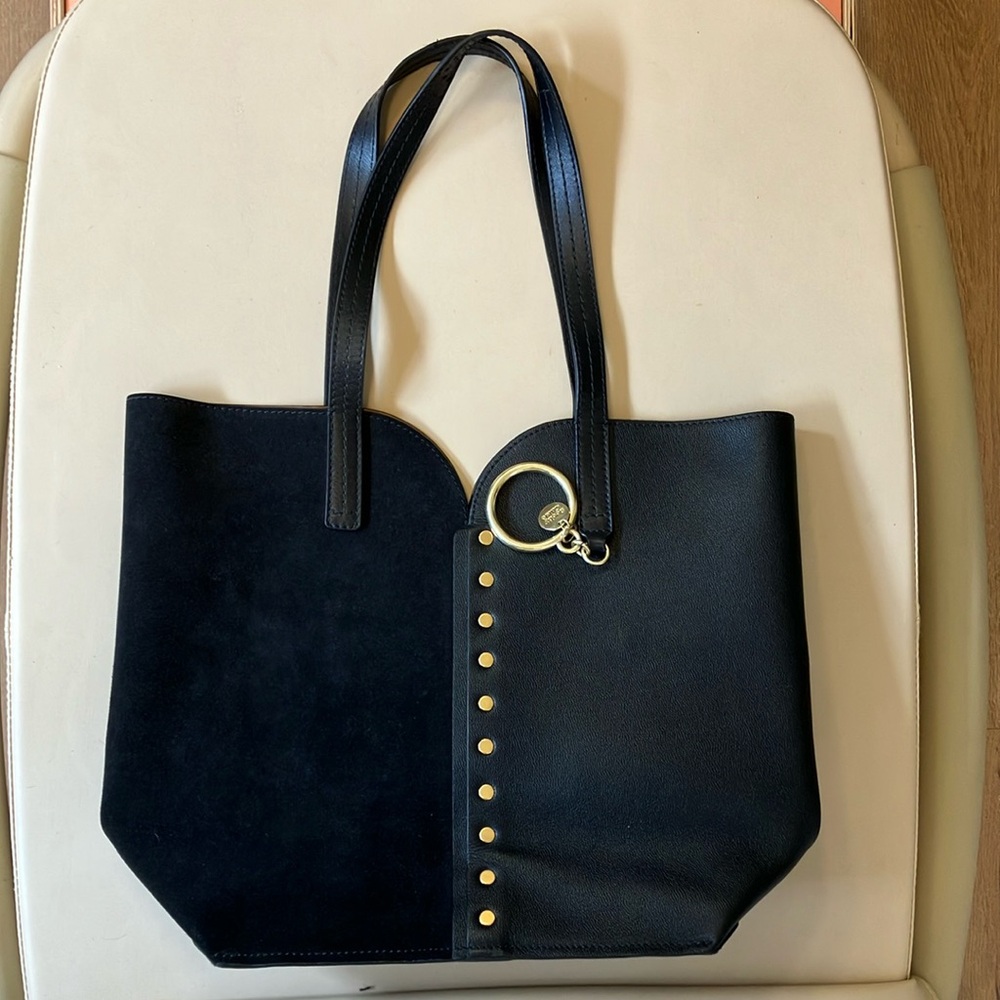 See by Chloe Black Suede and Leather Tote Bag